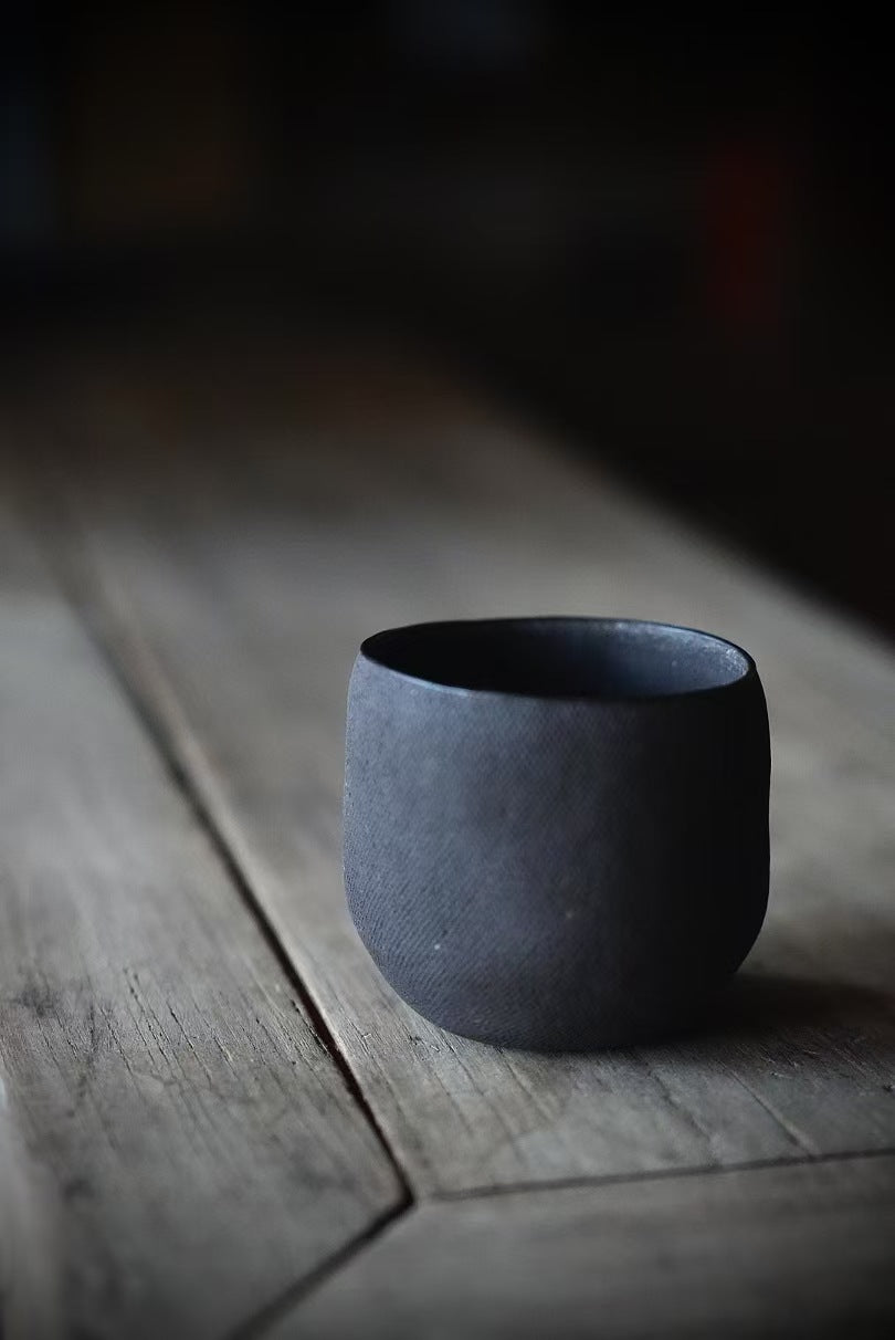 Cloudwoven Black Clay Jianshui with Burnished Silver Rim