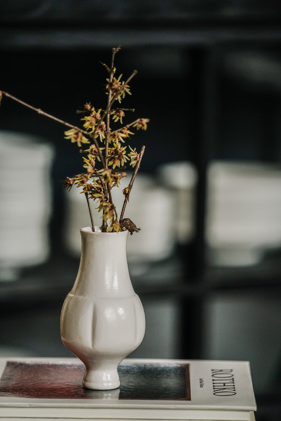 Black and White Tulip-Shaped Vase