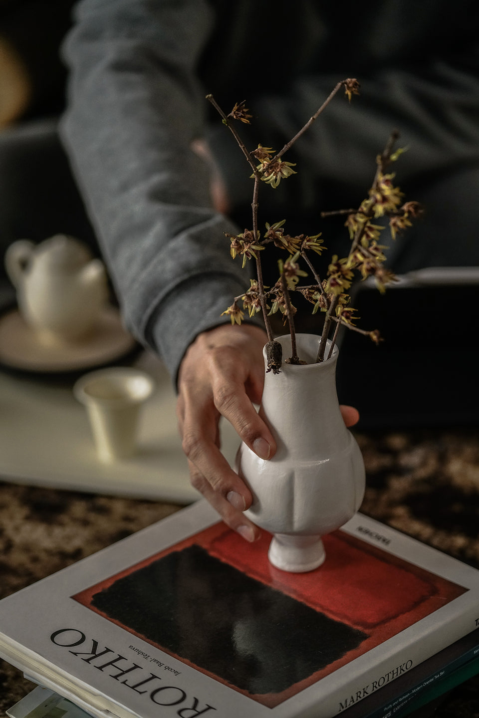 Black and White Tulip-Shaped Vase