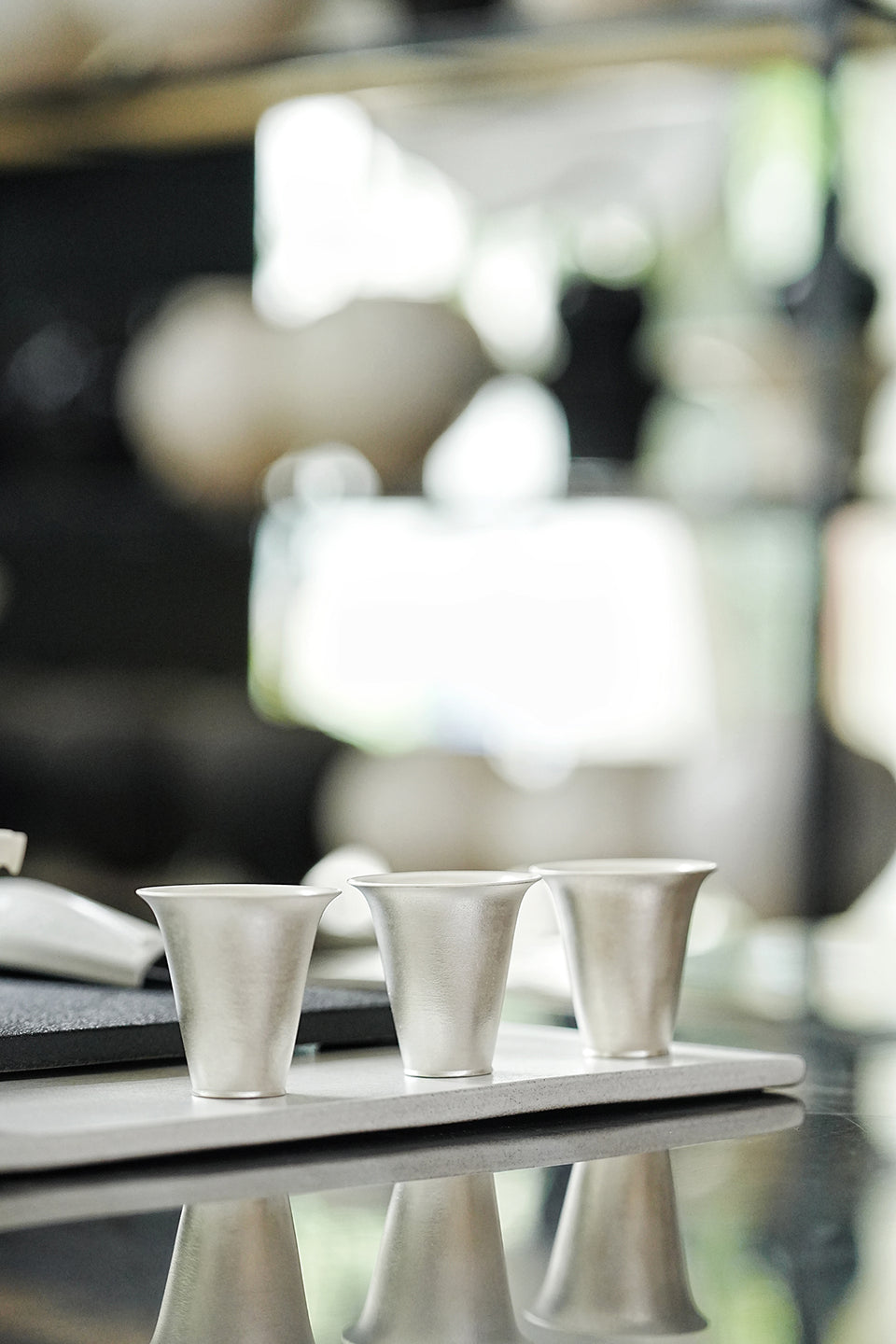 Tall Silver Trumpet Teacup