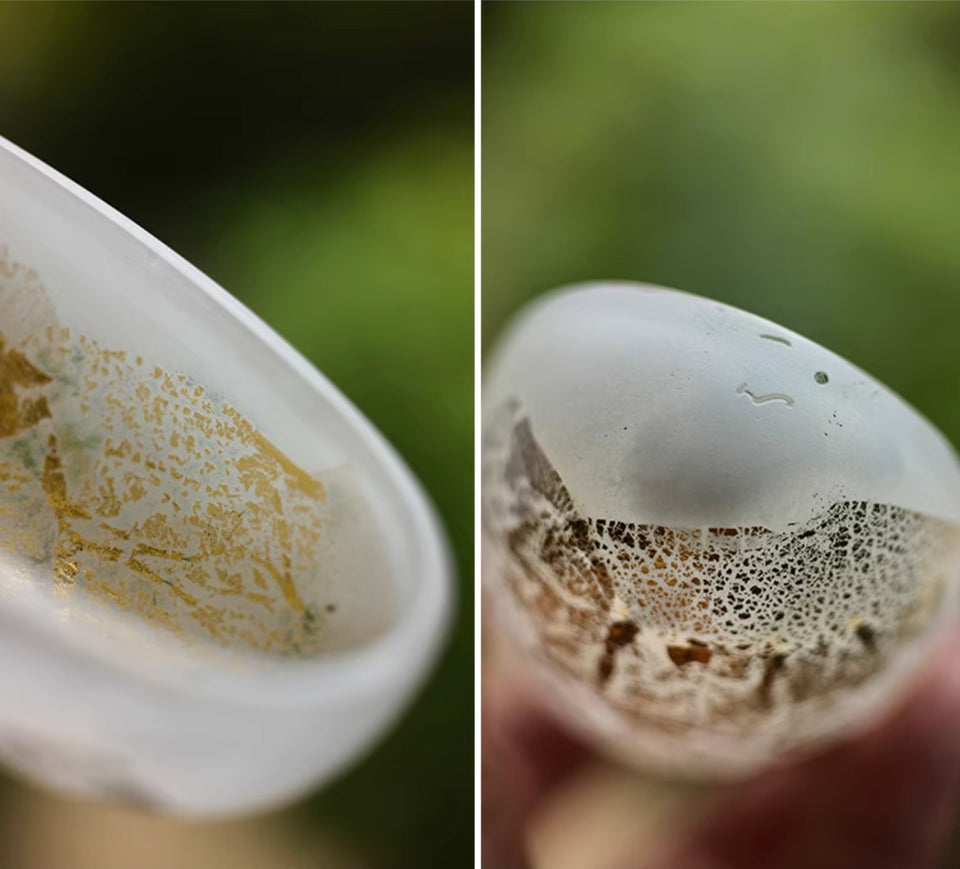 Winter Frost Moonlit Gold Tea Scoop by Qin Glass