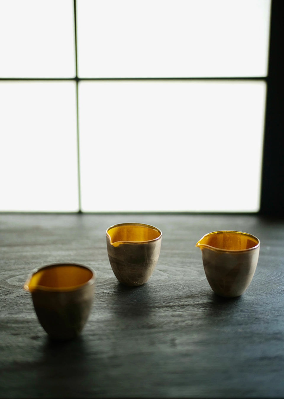 "Huang Lian" Glass Gongdaobei - Gold and Burnished Silver