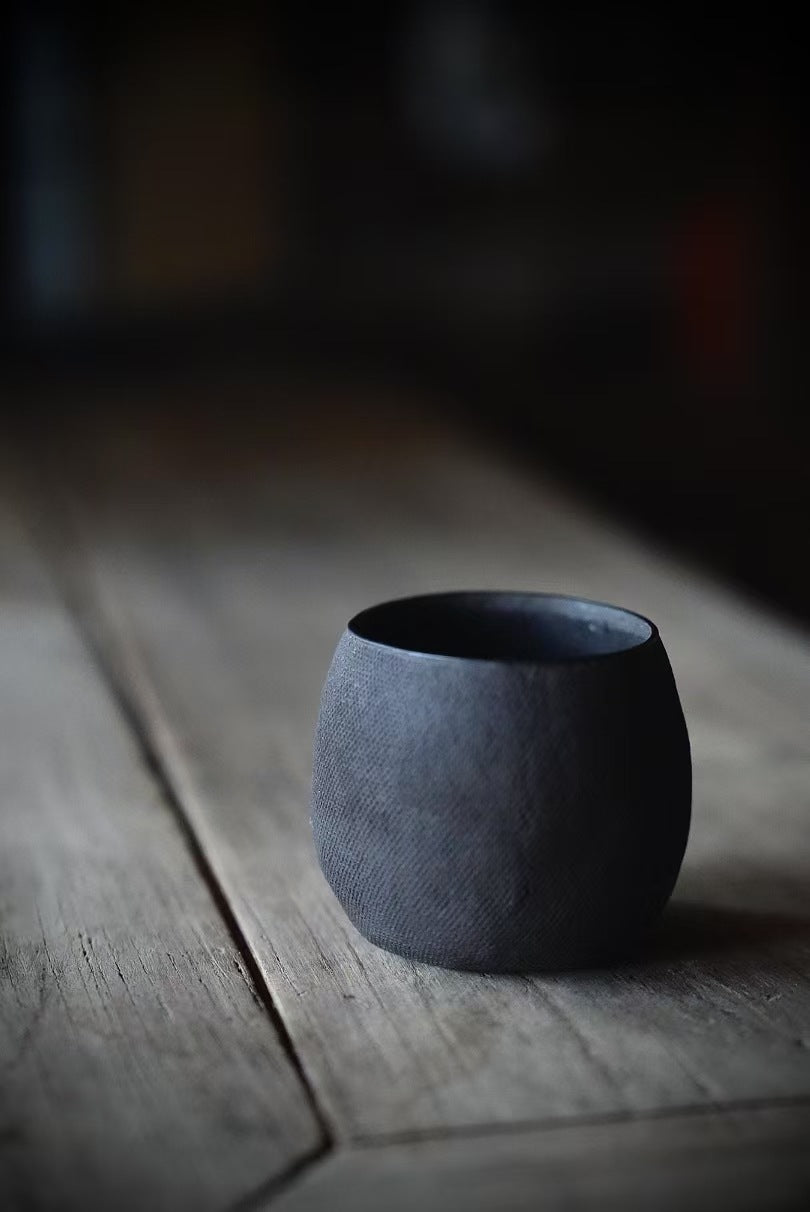 Cloudwoven Black Clay Jianshui with Burnished Silver Rim