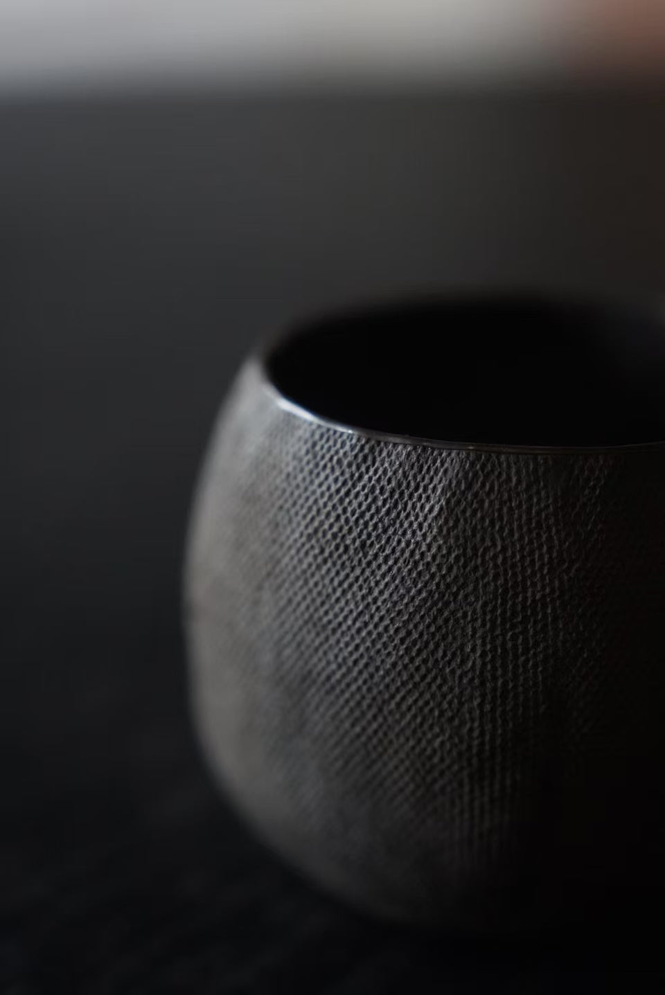Cloudwoven Black Clay Jianshui with Burnished Silver Rim