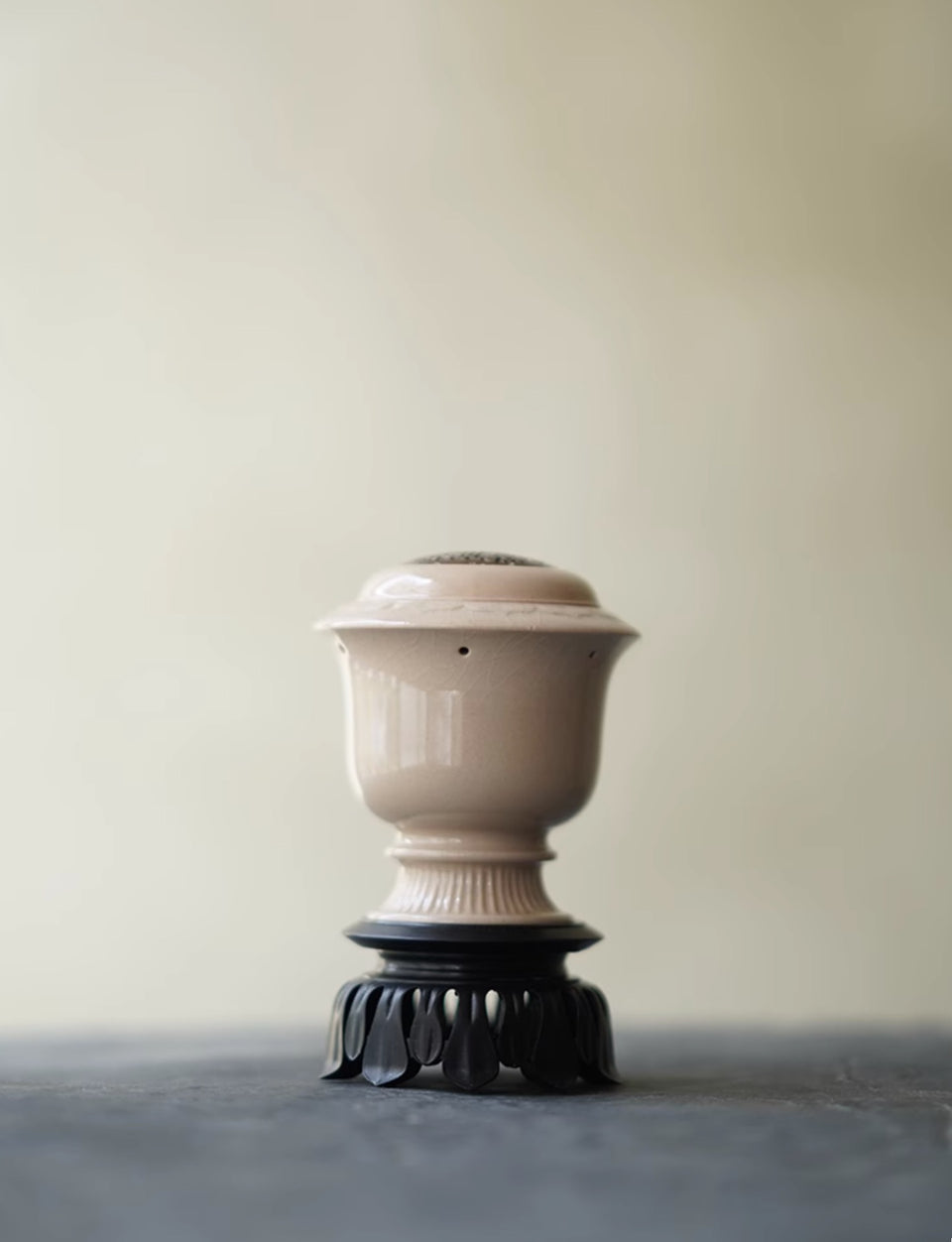 Icy White Crackle-Glazed Incense Burner