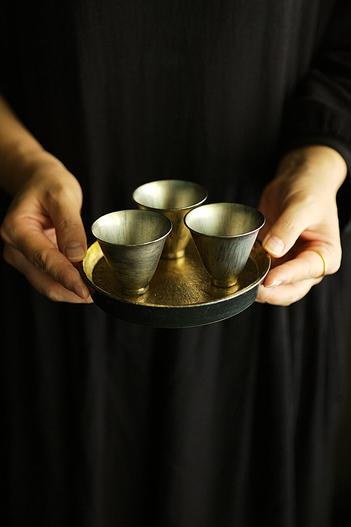 Elegant Simple Hucheng or Teacup Tray, Precious Metals series