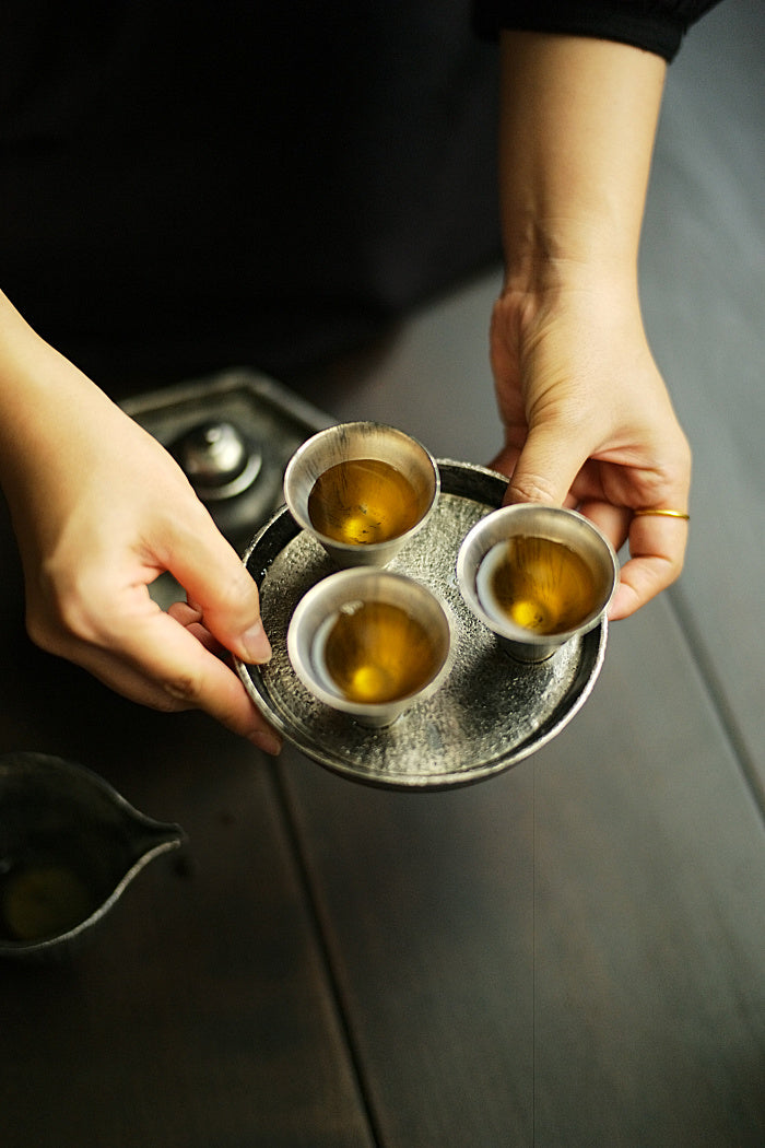 Elegant Simple Hucheng or Teacup Tray, Precious Metals series