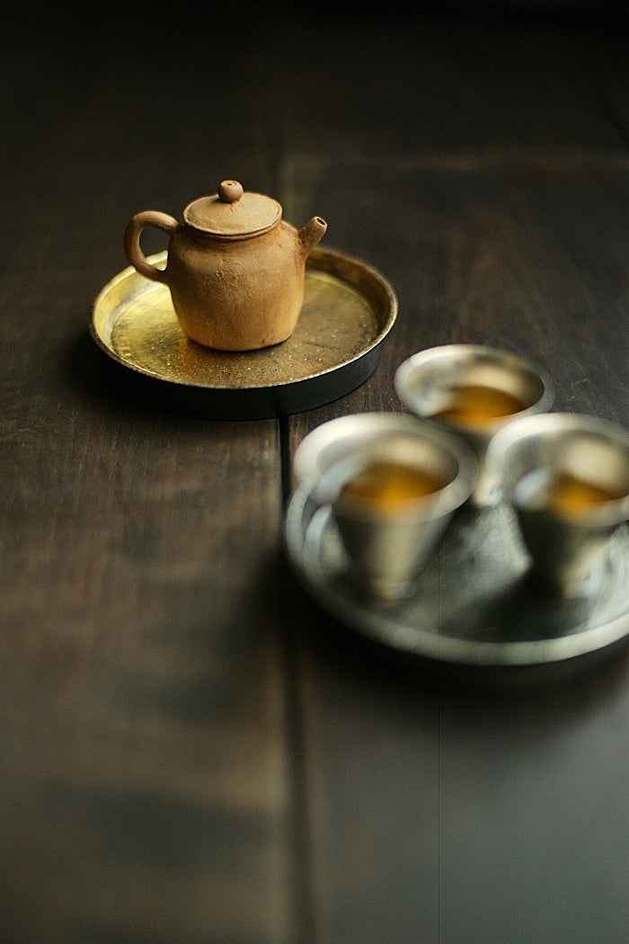 Elegant Simple Hucheng or Teacup Tray, Precious Metals series
