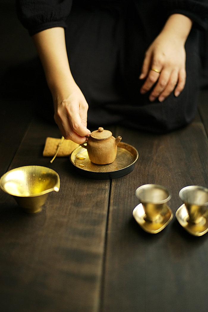 Elegant Simple Hucheng or Teacup Tray, Precious Metals series