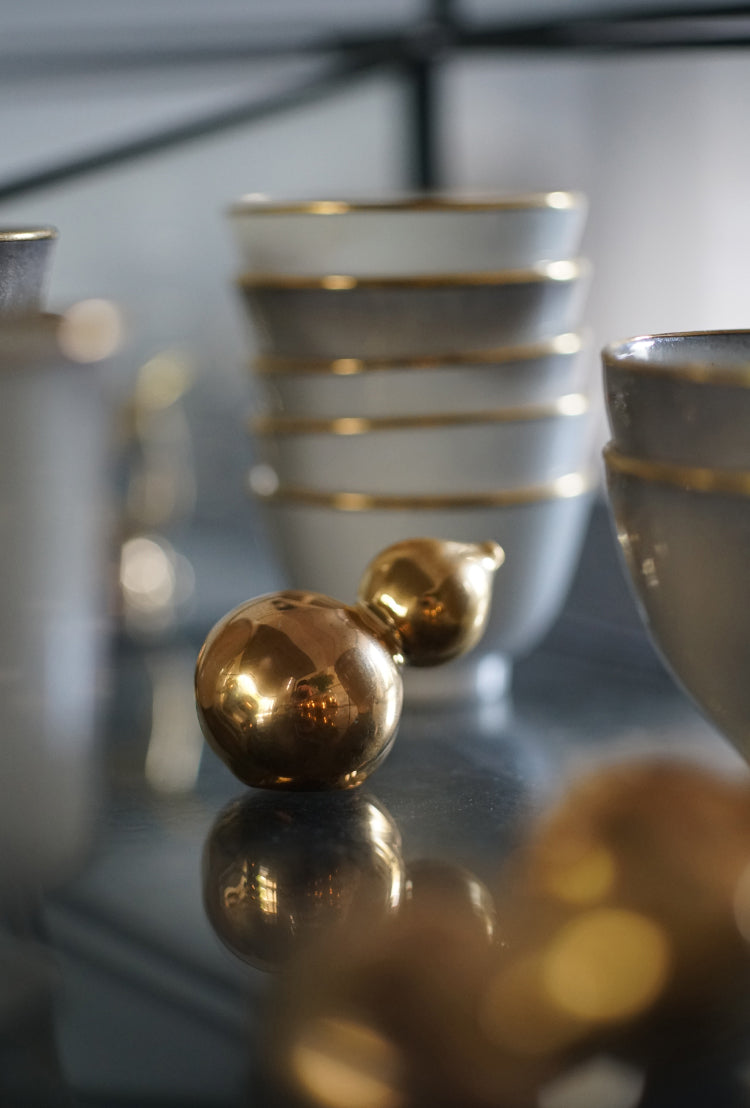 Small Gold-Glazed Gourd Tea Scoop Holder