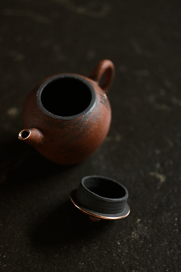 Calligraphy and Copper Huishan Red Clay Teapot #5