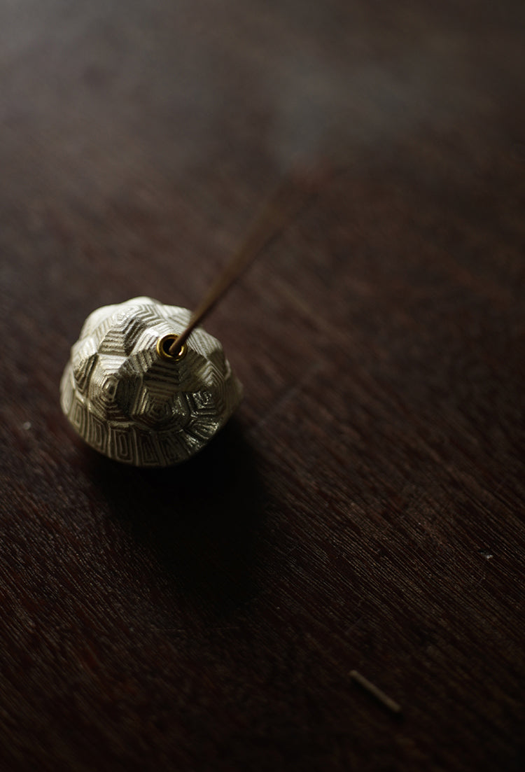 Silver Glazed Ceramic Tortoiseshell Incense Holder