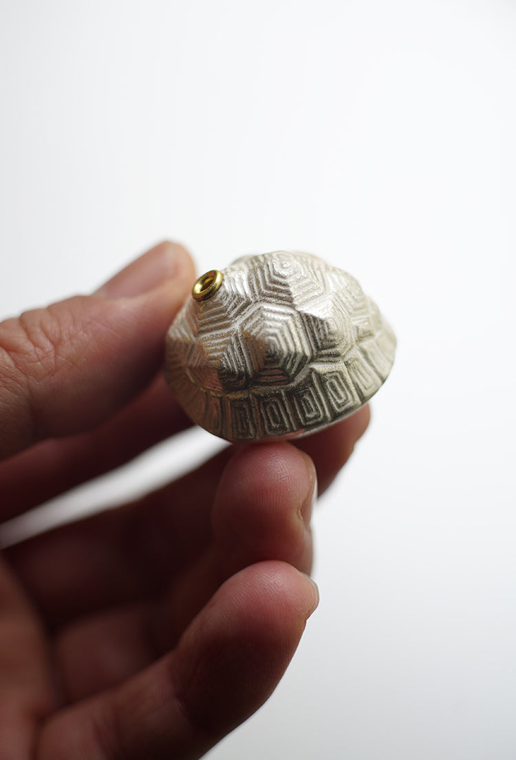Silver Glazed Ceramic Tortoiseshell Incense Holder