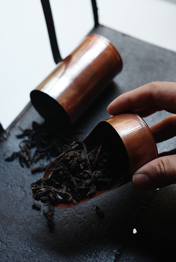 Copper Tea Canister & Scoop Set