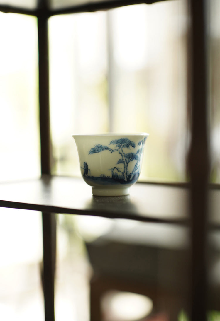 Qinghua Fisherman Porcelain Teacup