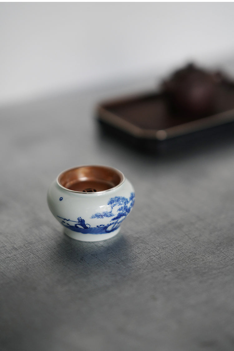 Qinghua Jianshui with Copper Cover & Silver Rim