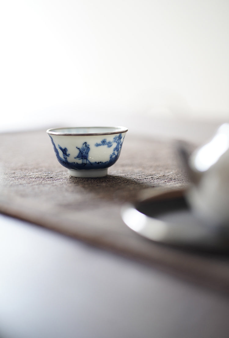 Qinghua Ruò Shēn Teacup - The boy, the hermit, and the mountain