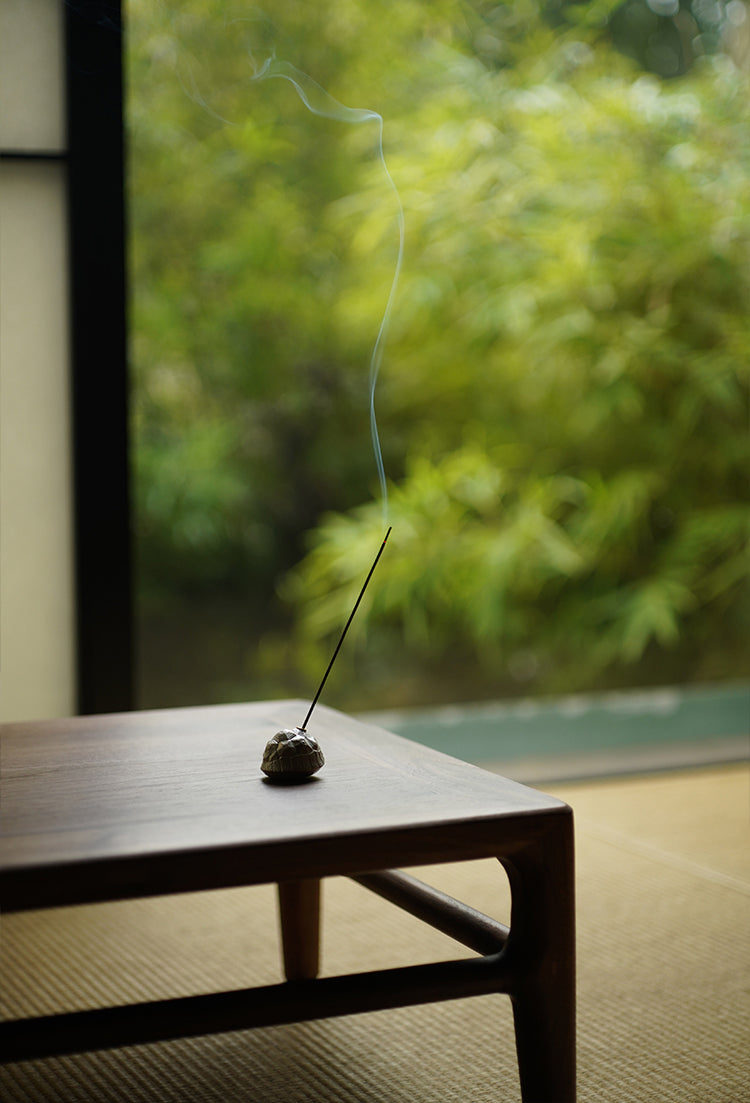 Silver Glazed Ceramic Tortoiseshell Incense Holder