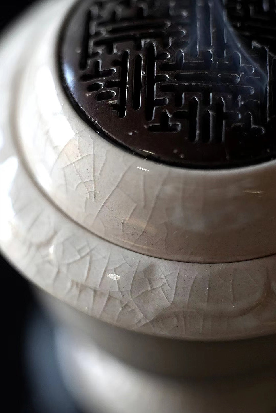 Icy White Crackle-Glazed Incense Burner