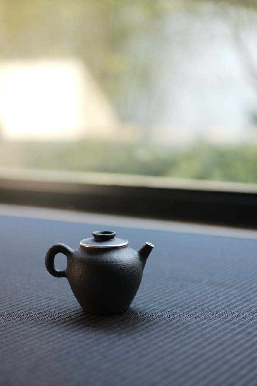 Calligraphy and Silver Black Clay Teapot by Cheng Wei