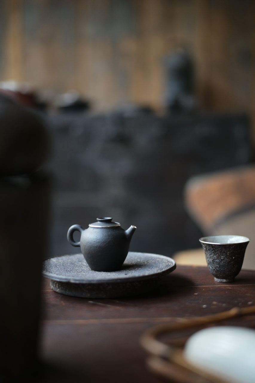 Calligraphy and Silver Black Clay Teapot by Cheng Wei