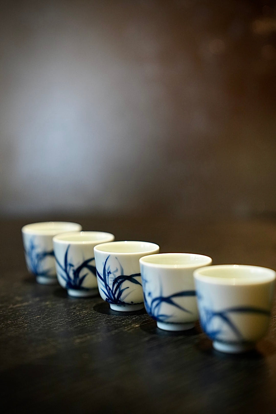 Qinghua Straight Orchid Teacup Set