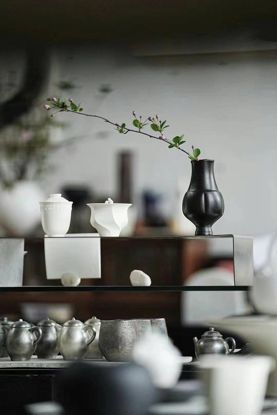 Black and White Tulip-Shaped Vase