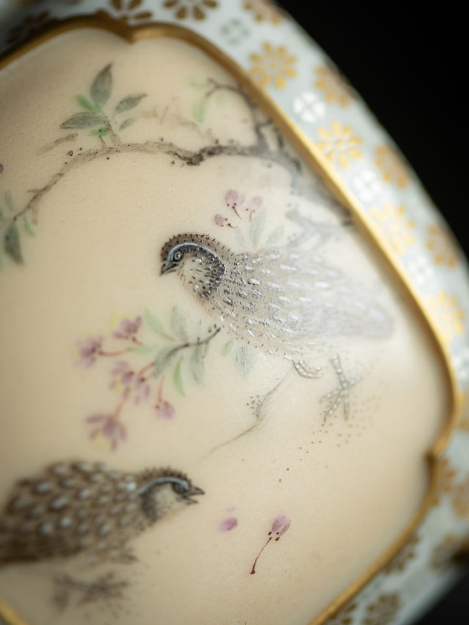 Spring Tidings Incense Burner - Famille-Rose Fencai Daisies and Quail