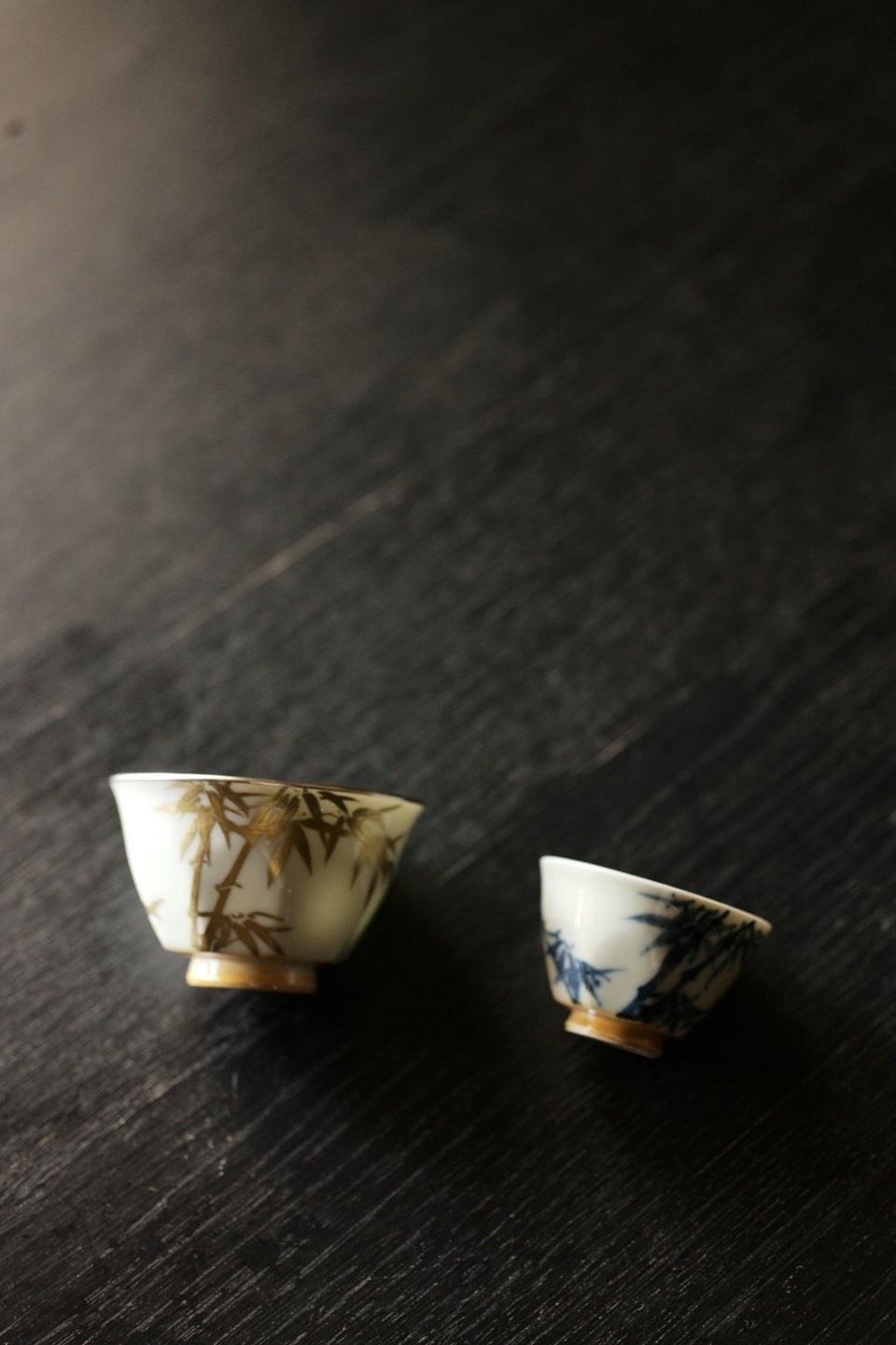 "Golden Bamboo Shadows" Host Teacup with Octagonal Base