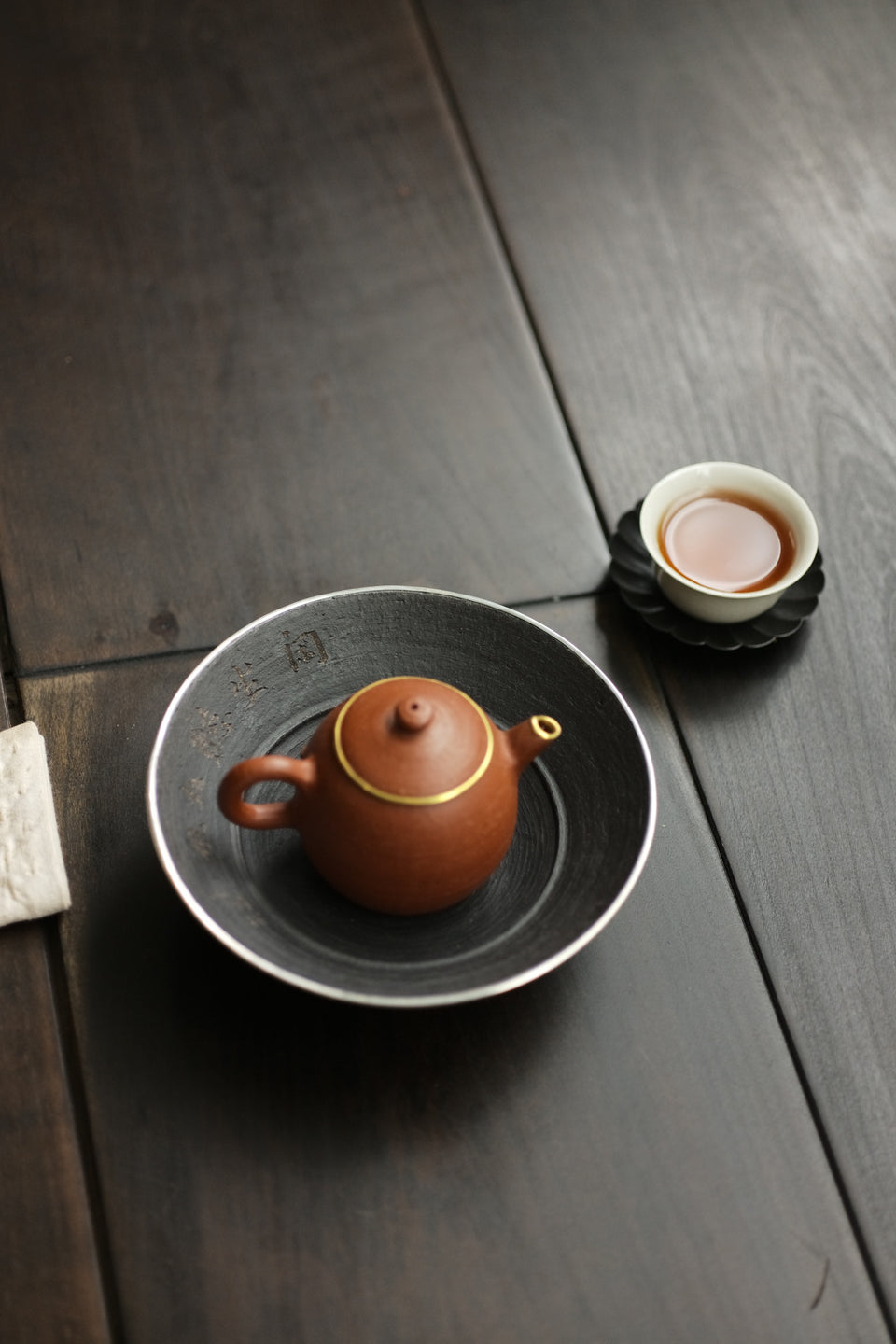 Silver-Rimmed Black Clay Hand-Made Hucheng