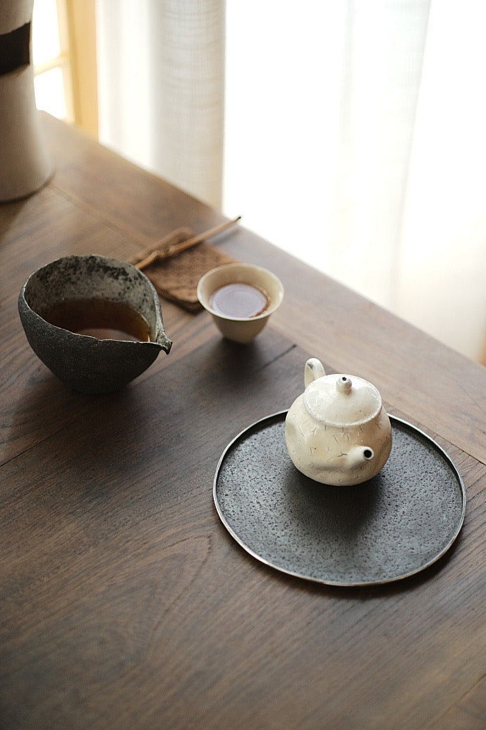 Forged Iron Silver Lining Round Hucheng Tea Tray