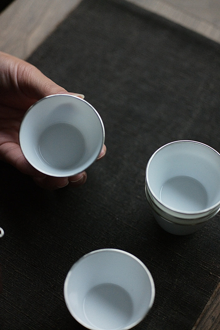 Elegant White & Silver Teacup