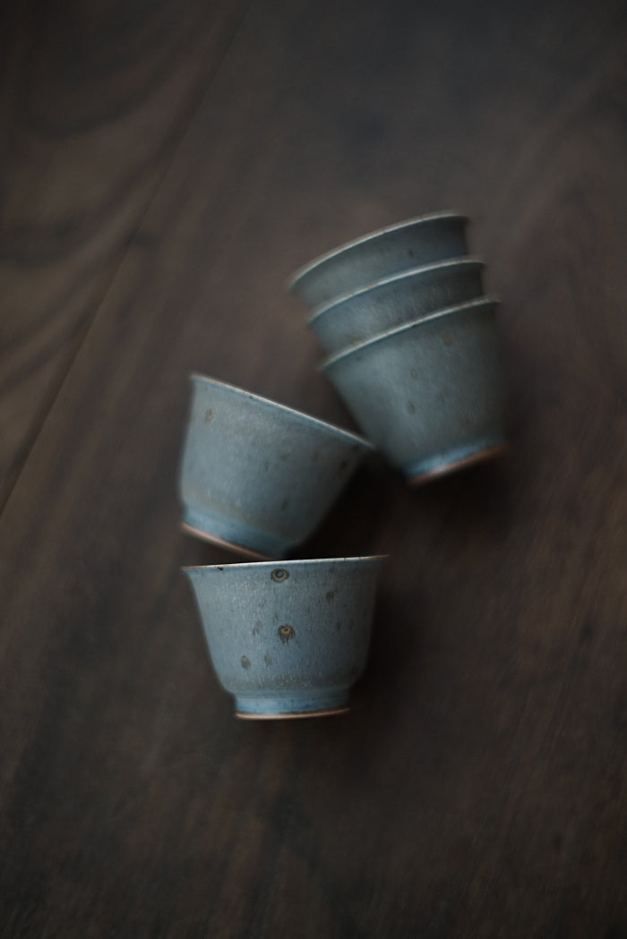 Peacock Blue Kiln-fired Teacups - Series 3