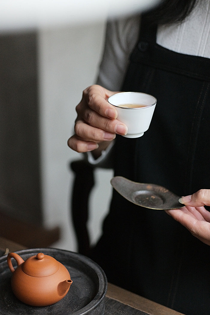 Elegant White & Silver Teacup