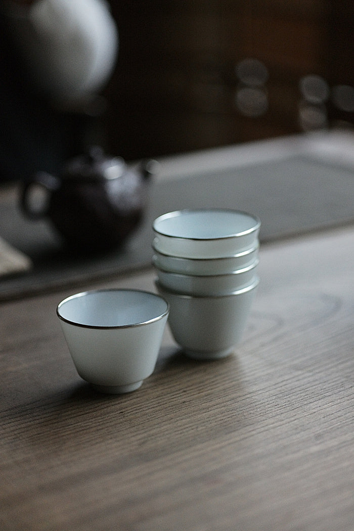 Elegant White & Silver Teacup