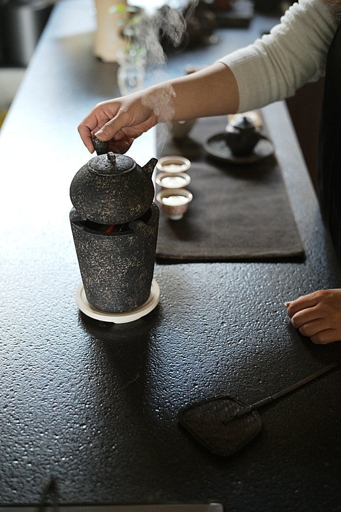 Stout Natural-Earth Tea Kettle with Side Handle by Cheng Wei