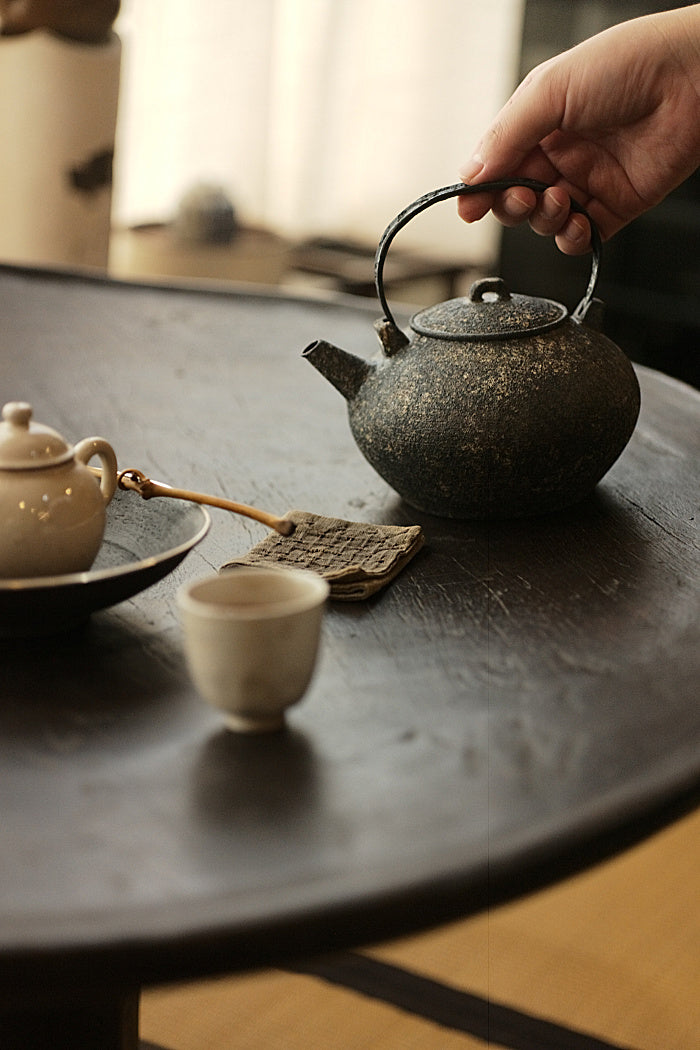 Natural Earth Textured Kettle with Iron Handle
