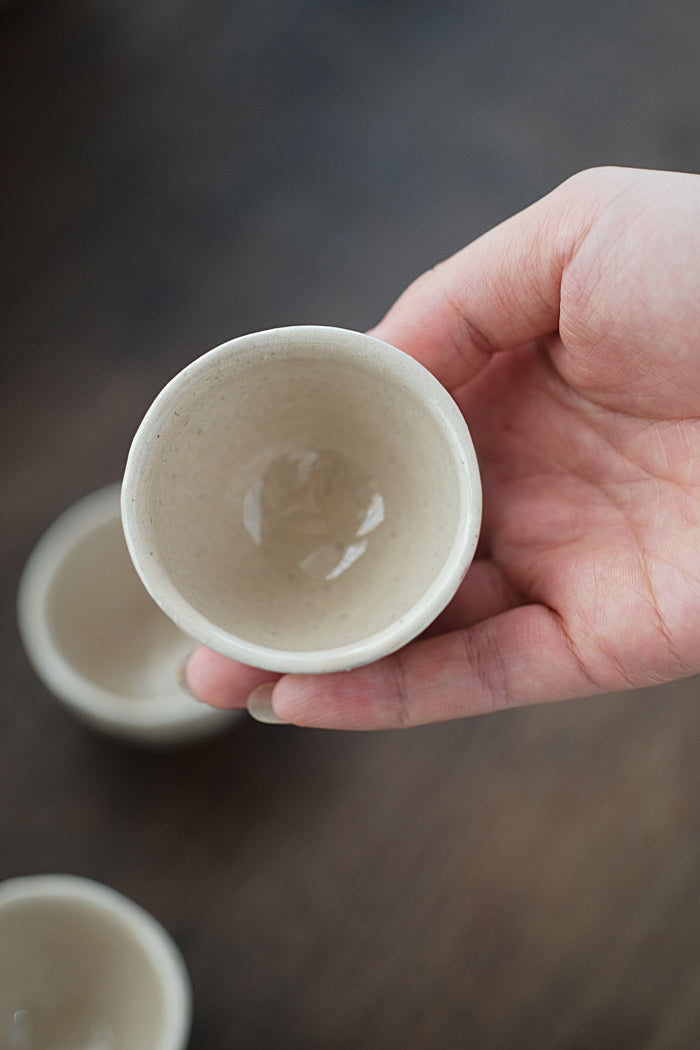 Pinched Ceramic Teacups with Brushed Glaze