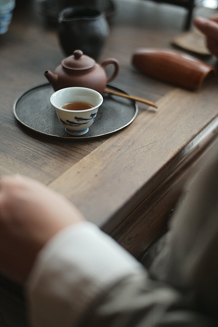 School of Fish Qinghua Blue & White Teacup - Series 2