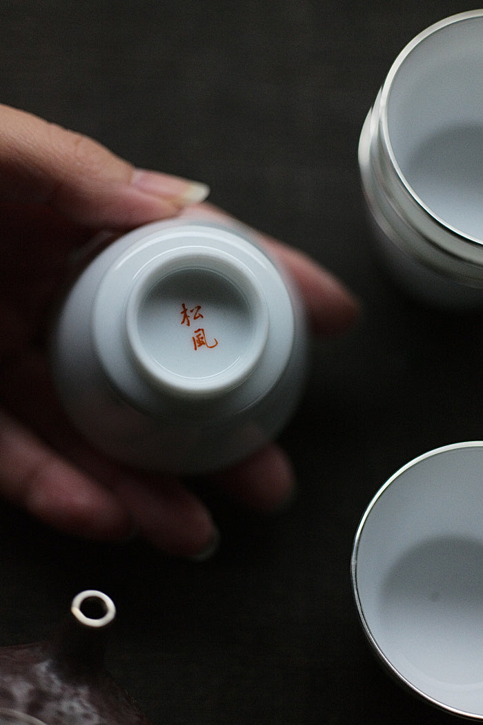 Elegant White & Silver Teacup