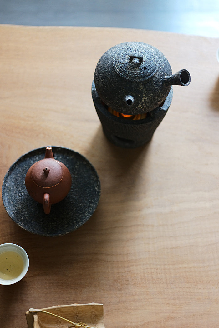 Stout Natural-Earth Tea Kettle with Side Handle by Cheng Wei