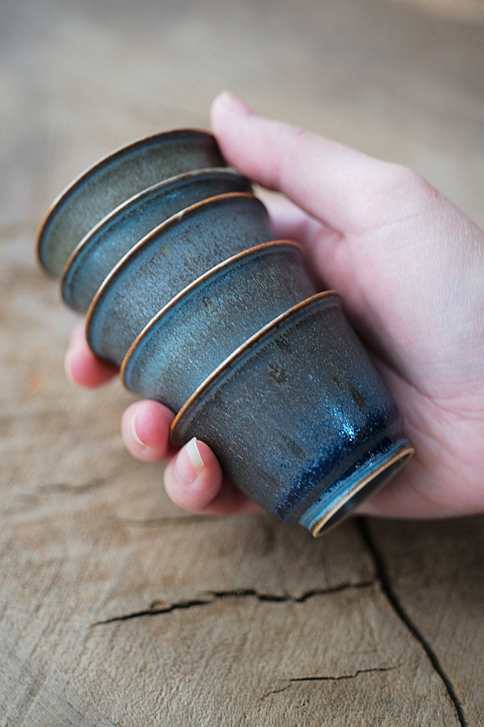 Peacock Blue Kiln-fired Teacups - Series 4