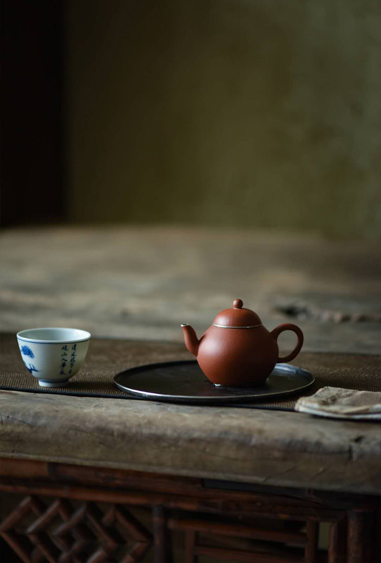 Forged Iron Silver Lining Round Hucheng Tea Tray