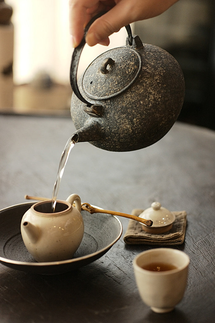 Natural Earth Textured Kettle with Iron Handle