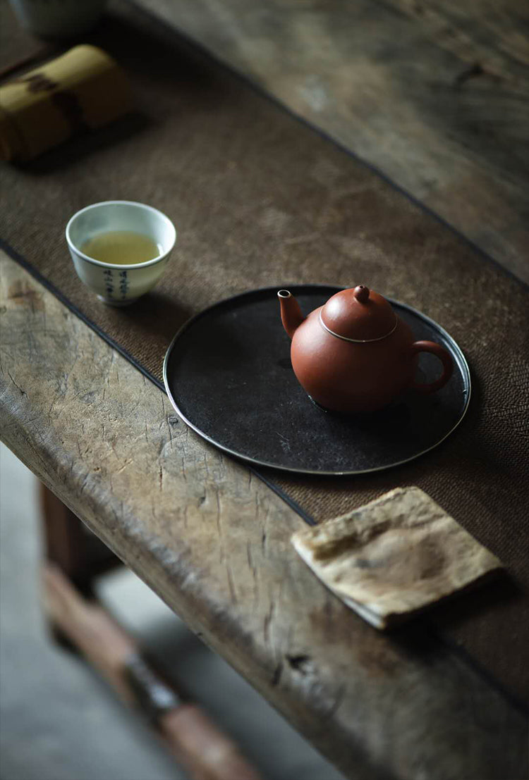 Forged Iron Silver Lining Round Hucheng Tea Tray