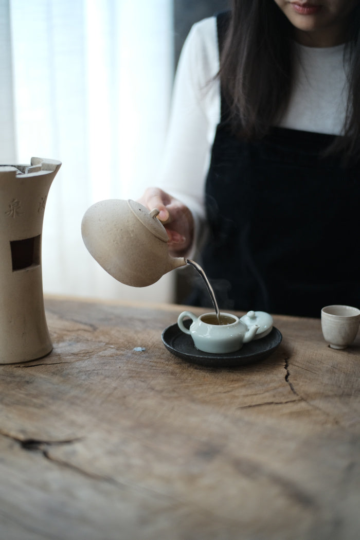 天然ホワイトクレイサイドハンドルティーケトル