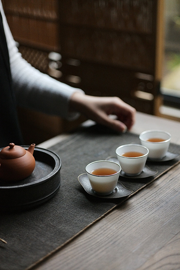 Elegant White & Silver Teacup