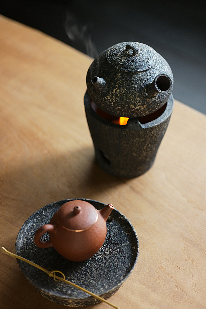 Stout Natural-Earth Tea Kettle with Side Handle by Cheng Wei