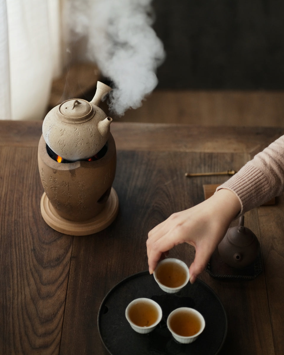 White Clay Side-Handle Kettle with Tang Dynasty Poetry