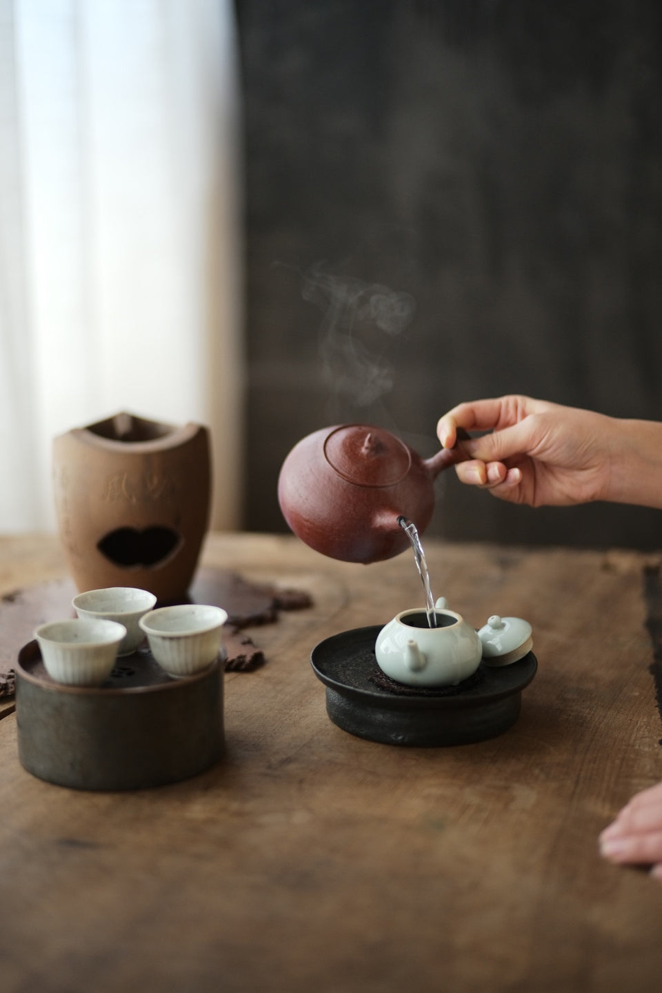 Red Earth Glazed Side-Handle Tea Kettle